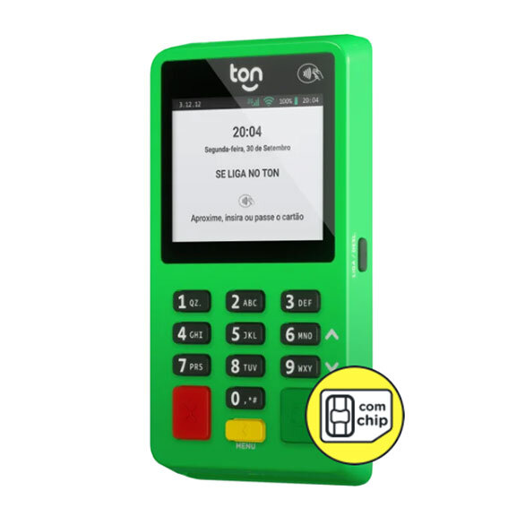 Maquininha de cartão Ton T3 smart com 2 baterias/Qrcode/touch